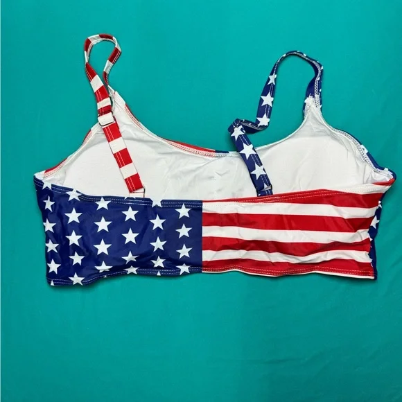 Zando High Waisted Bikini Set Size XL USA Flag Patriotic Two Piece NWOT - Picture 4 of 9